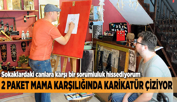 2 PAKET MAMA KARŞILIĞINDA KARİKATÜR ÇİZİYOR