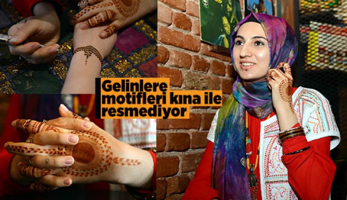 Gelinlere motifleri kına ile resmediyor
