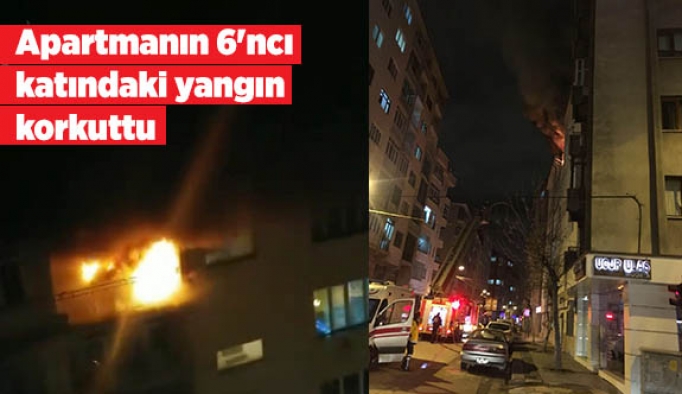 Apartmanın 6'ncı katındaki yangın korkuttu