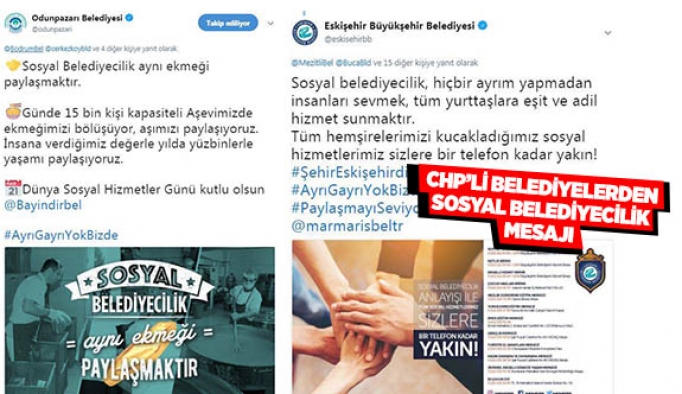 CHP’Lİ BELEDİYELERDEN SOSYAL BELEDİYECİLİK MESAJI