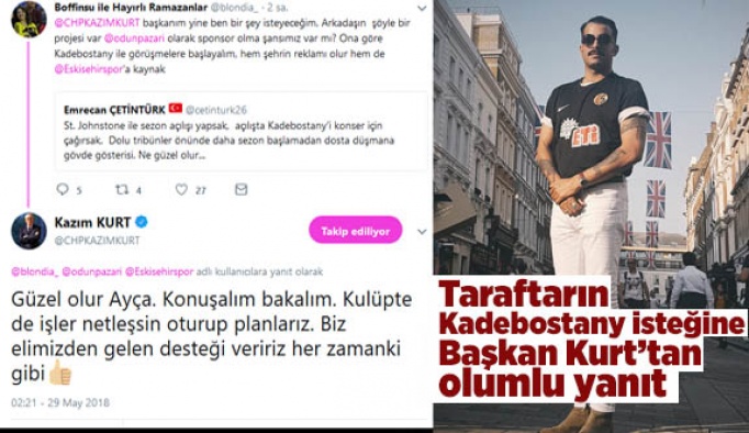 Taraftarın 'Kadebostany' isteğine  Başkan Kurt’tan  olumlu yanıt