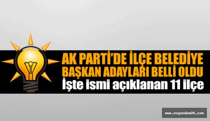 AK PARTİ'DE ADAYLAR BELLİ OLDU