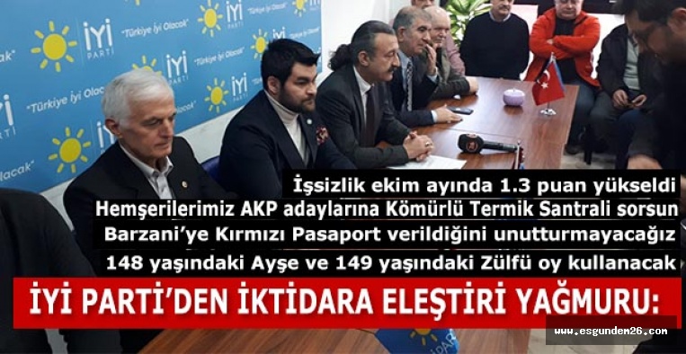 İYİ PARTİ’TEN İKTİDARA ELEŞTİRİ YAĞMURU: