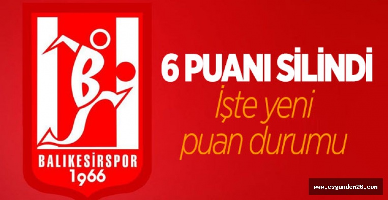 BALIKESİRSPOR'UN 6 PUANI SİLİNDİ