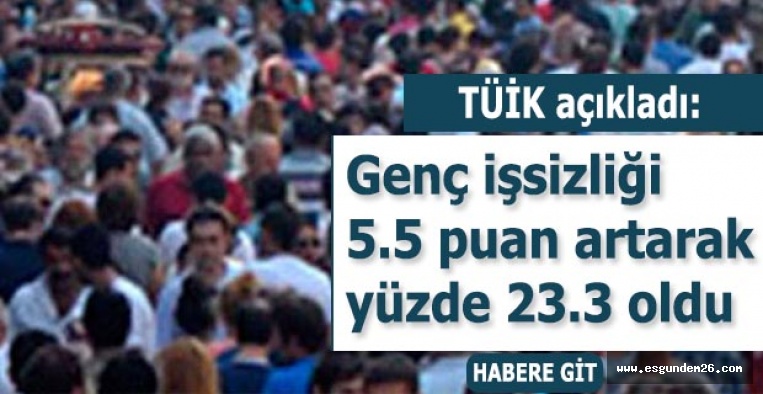 Genç işsizliği 5.5 puan artarak yüzde 23.3 oldu