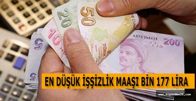 EN DÜŞÜK İŞŞİZLİK MAAŞI BİN 177 LİRA