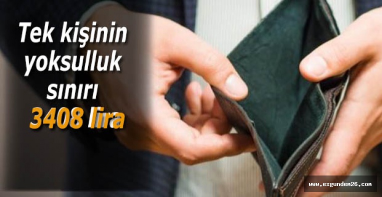 Tek kişinin yoksulluk sınırı 3408 lira