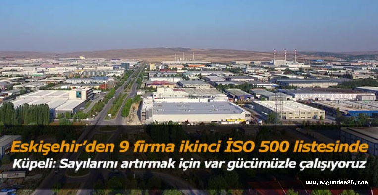 Eskişehir’den 9 firma ikinci İSO 500 listesinde