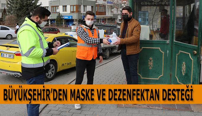 BÜYÜKŞEHİR’DEN MASKE VE DEZENFEKTAN DESTEĞİ