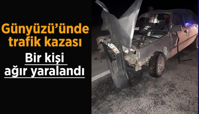 Günyüzü ilçesinde trafik kazası, 1 kişi ağır yaralandı