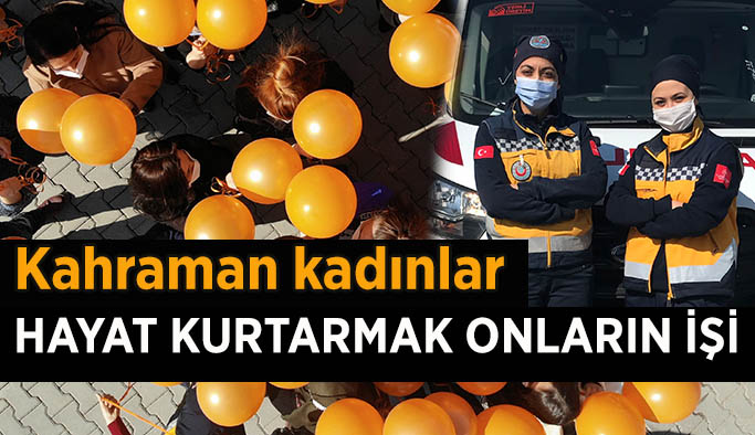 Kadınlar günü nedeniyle gökyüzüne turuncu balon bıraktılar