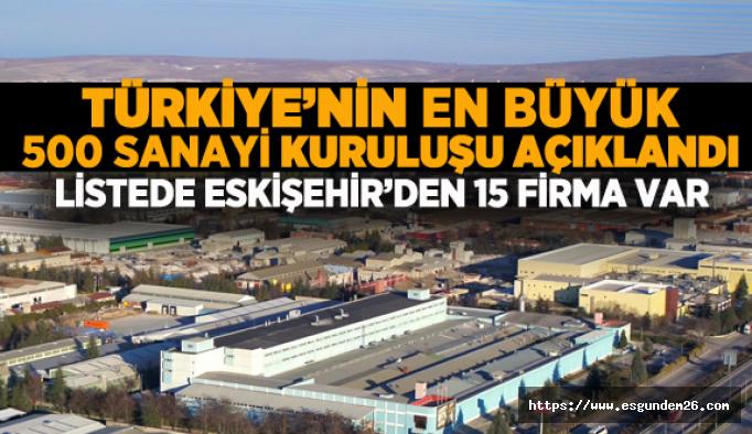 ‘500 Büyük Sanayi Kuruluşu' listesine Eskişehir’den 15 firma girdi