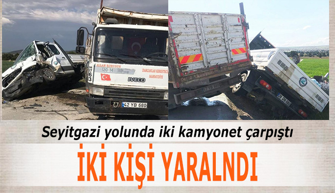 Kamyonetler çarpıştı, 2 kişi yaralandı