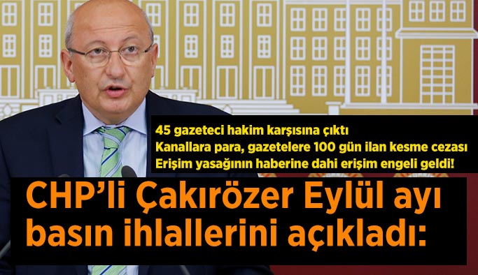 CHP’li Çakırözer Eylül ayı basın ihlallerini açıkladı