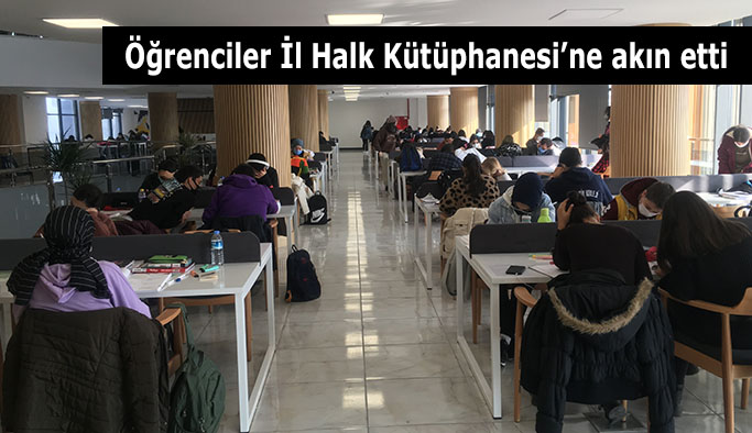 Eskişehir İl Halk Kütüphanesi’nde öğrenci yoğunluğu