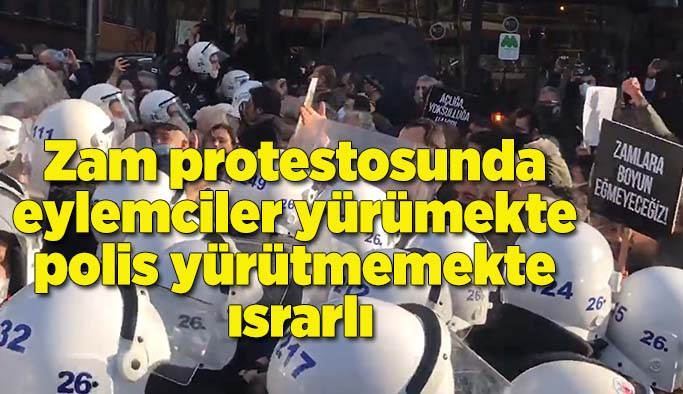 Zamları protesto etmek isteyen gruba polis engeli