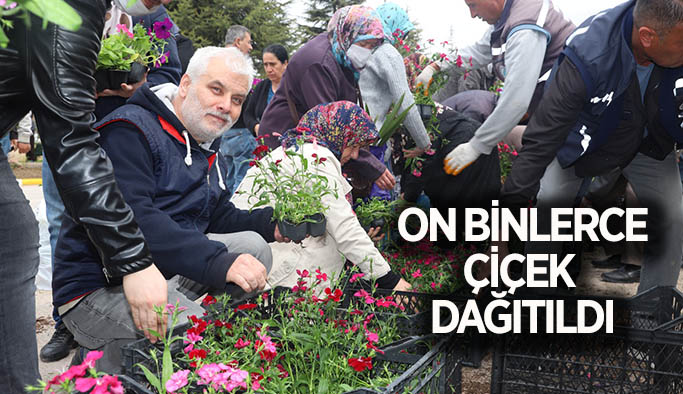 On binlerce çiçek dağıtıldı