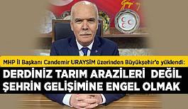 MHP İl Başkanı Candemir: Ne yazık ki derdiniz 1. sınıf tarım arazileri ya da doğa değil şehrin gelişimine engel olmak.