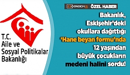 Bakanlık 12 yaşından büyük çocukların medeni halini sordu