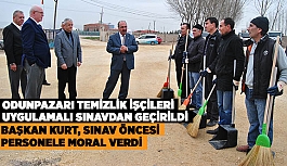 ODUNPAZARI TEMİZLİK İŞÇİLERİ UYGULAMALI SINAVDAN GEÇİRİLDİ