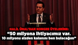 Ünal: Kongre üyeleri 10 milyon’u bulursa kalanı bizden