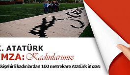 Eskişehirli kadınlar 100 metrekare Atatürk imzası ördü