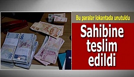 Lokantada unutulan içi para dolu çanta sahibi bulunarak teslim edildi