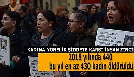 Eskişehir'de insan zinciri oluşturarak kadına şiddete "hayır" dediler