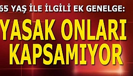 65 YAŞ İLE İLGİLİ EK GENELGE: YASAK ONLARI KAPSAMIYOR