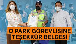 O park görevlisine teşekkür belgesi