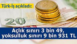 Türk-İş açıkladı: Açlık sınırı 3 bin 49, yoksulluk sınırı 9 bin 931 TL