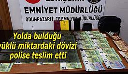 Yolda bulduğu yüklü miktardaki dövizi polise teslim etti
