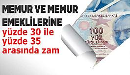 Memur ve memur emeklilerinin maaşlarına yüzde 30 ile yüzde 35 arasında zam