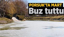 Porsuk Çayı mart ayında da buz tuttu