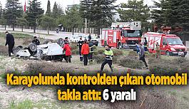 Karayolunda kontrolden çıkan otomobil takla attı: 6 yaralı