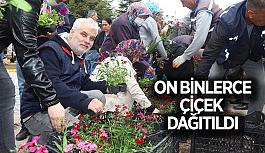 On binlerce çiçek dağıtıldı