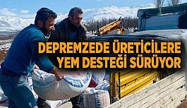 Depremzede üreticilere  yem desteği sürüyor